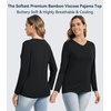 image:imageWiWi Womens Viscose from Bamboo Pajama Tops Soft Basic Sleep Shirt Loose Long Sleeves TShirt Loungewear SXXLBblack