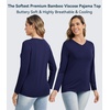 image:imageWiWi Womens Viscose from Bamboo Pajama Tops Soft Basic Sleep Shirt Loose Long Sleeves TShirt Loungewear SXXLBnavy