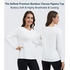 image:imageWiWi Womens Viscose from Bamboo Pajama Tops Soft Basic Sleep Shirt Loose Long Sleeves TShirt Loungewear SXXLBraw White