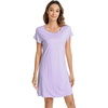 image:imageWiWi Bamboo Viscose Nightgowns for Women Super Soft Short Sleeve V Neck Sleep Dress Cooling Plus Size Lounge Sleepwear S4XDtaro Purple