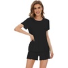 image:imageWiWi Bamboo Viscose Womens Pajama Sets Tshirt amp Sleep Shorts Loungewear Set Soft 2 Piece Pjs Summer Cooling Sleepwear SXXLAblack