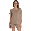 image:imageWiWi Bamboo Viscose Womens Pajama Sets Tshirt amp Sleep Shorts Loungewear Set Soft 2 Piece Pjs Summer Cooling Sleepwear SXXLAcamel