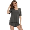 image:imageWiWi Bamboo Viscose Womens Pajama Sets Tshirt amp Sleep Shorts Loungewear Set Soft 2 Piece Pjs Summer Cooling Sleepwear SXXLCiron Grey