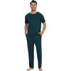 image:imageWiWi Cooling Mens Pajamas Set Super Soft Viscose Bamboo Sleepwear Sleep Sets Short Sleeve Loungewear with Pockets SXXLAdeep Teal