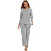image:imageWiWi Long Sleeve Womens Pajamas Set with Pocket Viscose from Bamboo Lounge Sets Soft Printed Pajama Sleepwear SXXLHeather Grey