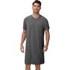 image:imageWiWi Mens Nightshirt ShortSleeve Pajamas Nightgown Viscose from Bamboo Soft Loose VNeck Nightwear Sleepshirt Gowns SXXLCharcoal Heather