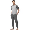 image:imageWiWi Mens Pajama Set Short Sleeve Tee Jogger Pants with Pockets Sleepwear Raglan Nightwear Soft Pjs Sets SXXLDark Heather Greylight Heather Grey