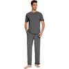 image:imageWiWi Mens Pajama Sets Viscose from Bamboo Sleepwear Short Sleeve Top and Pants Pjs Sets with Pockets Drawstring SXXLBdark Heather Grey