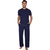 image:imageWiWi Mens Pajama Sets Viscose from Bamboo Sleepwear Short Sleeve Top and Pants Pjs Sets with Pockets Drawstring SXXLBnavy