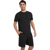 image:imageWiWi Mens Pajamas Set Short Sleeve Top and Shorts Pajama Lightweight Pjs Viscose made from Bamboo Loungewear SXXLBlack