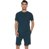 image:imageWiWi Mens Pajamas Set Short Sleeve Top and Shorts Pajama Lightweight Pjs Viscose made from Bamboo Loungewear SXXLDeep Teal