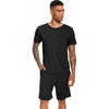 image:imageWiWi Mens Pajamas Set Soft Short Sleeve Pj Sleepwear Top and Shorts Pajama Sets LoungewearViscose from Bamboo S3XAblack