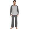image:imageWiWi Mens Pajamas Set Viscose from Bamboo Long Sleeve Sleepwear Knit Nightwear 2 Pieces Loungewear Sets with Pants SXXLDark Heather Grey