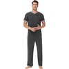 image:imageWiWi Mens Pajamas Set Viscose from Bamboo Short Sleeve Sleepwear Knit Nightwear 2 Pieces Loungewear Sets SXXLCharcoal Heather