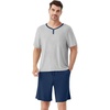 image:imageWiWi Mens Pajamas Set Viscose from Bamboo Short Sleeve Top amp Pajama Shorts Sleepwear Soft Loungewear with Pockets SXXLBlight Heather GreyDeep Blue