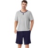 image:imageWiWi Mens Pajamas Set Viscose from Bamboo Short Sleeve Top amp Pajama Shorts Sleepwear Soft Loungewear with Pockets SXXLBlight Heather GreyNavy