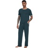 image:imageWiWi Mens Short Sleeve Pajamas Set Sleepwear Casual Soft Sleep Sets with Pockets Loungewear Viscose from Bamboo SXXLBdeep Teal