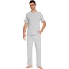 image:imageWiWi Mens Short Sleeve Pajamas Set Sleepwear Casual Soft Sleep Sets with Pockets Loungewear Viscose from Bamboo SXXLCash Grey