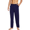 image:imageWiWi Mens Soft Knit Pajama Pants Lightweight Sleep Lounge Bottoms with Pockets Open Fly Sleepwear Sweatpants SXXLNavy