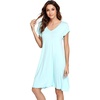 image:imageWiWi Nightgowns for Women Bamboo Viscose Super Soft Short Sleeve Sleep Dress Cooling Ladies Plus Size Lounge Sleepwear S4XAqua