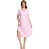 image:imageWiWi Nightgowns for Women Viscose from Bamboo Nightshirts Short Sleeve Nightshirt Sleep Gowns Loungewear Nightdress SXXLPink