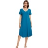 image:imageWiWi Nightgowns for Women Viscose from Bamboo Nightshirts Short Sleeve Nightshirt Sleep Gowns Loungewear Nightdress SXXLTeal Blue