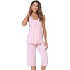 image:imageWiWi Pajama Set for Women Tank Top 2 Piece PJ Comfy Viscose from Bamboo Sleepwear Sleeveless Loungewear SXXLCpink