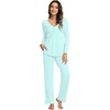 image:imageWiWi Pajama Sets for Women Soft Comfy Pjs Loungewear Sleepwear with Pants Viscose from Bamboo Pajamas Set SXXLAqua