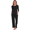 image:imageWiWi Pajamas Set for Women 34 Sleeve Top and Pants Viscose from Bamboo Lounge Set Soft Sleepwear Pjs with Pockets SXXLBlack