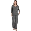 image:imageWiWi Pajamas Set for Women 34 Sleeve Top and Pants Viscose from Bamboo Lounge Set Soft Sleepwear Pjs with Pockets SXXLDark Heather Grey
