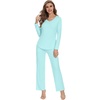 image:imageWiWi Pajamas for Women Long Sleeve Cooling Sleepwear Pants Set Super Soft Pj Viscose from Bamboo Loungewear Sets SXXLAaqua