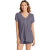 image:imageWiWi Pajamas for Women Short Sleeve Top with Shorts Viscose from Bamboo Pajama Set Cooling Sleepwear SXXLBpurplish Grey