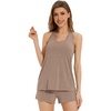 image:imageWiWi Soft Viscose from Bamboo Pajamas for Women Tank Top and Shorts Sleepwear Cool Pjs Sleeveless Pajama Set SXXLCamel