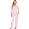 image:imageWiWi Viscose Bamboo Pajamas for Women 34 Sleeve Tops and Long Pants Sleepwear Pajama Set Soft Pjs Sets SXXLPink