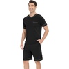 image:imageWiWi Viscose from Bamboo Loose Comfy Pajamas Set for Men Soft Summer Short Sleeve Sleepwear SXXLBlack