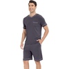 image:imageWiWi Viscose from Bamboo Loose Comfy Pajamas Set for Men Soft Summer Short Sleeve Sleepwear SXXLDark Grey