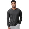 image:imageWiWi Viscose from Bamboo Mens Long Sleeve Tees Sun Protection Athletic Crew Neck Shirts for Pajamas SXXLCcharcoal Heather