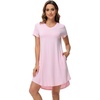image:imageWiWi Viscose from Bamboo Nightgowns for Women Short Sleeve Pajama Dress Vneck Summer Night Shirts SXXLApink