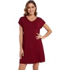 image:imageWiWi Viscose from Bamboo Nightgowns for Women Short Sleeve Pajama Dress Vneck Summer Night Shirts SXXLDwine