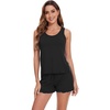 image:imageWiWi Viscose from Bamboo Pajamas for Women Tank Top and Shorts Pajama Set Soft Sleepwear SXXLAblack