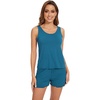 image:imageWiWi Viscose from Bamboo Pajamas for Women Tank Top and Shorts Pajama Set Soft Sleepwear SXXLAteal Blue