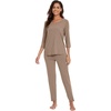 image:imageWiWi Viscose from Bamboo Womens Cute Pajamas Set 34 Sleeve Vneck Sets Moisture Pjs SXXLCamel