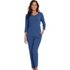 image:imageWiWi Viscose from Bamboo Womens Cute Pajamas Set 34 Sleeve Vneck Sets Moisture Pjs SXXLPrussian Blue