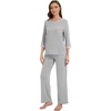 image:imageWiWi Viscose from Bamboo Womens Pajamas Set Super Soft 34 Sleeve Tops and Pants Sleepwear Cooling Pjs with Pockets SXXLLight Heather Grey