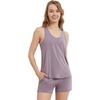 image:imageWiWi Women Cami Pajama Set Bamboo Viscose 2 Piece Soft Sleepwear Ribbed Racerback Top Sexy Split Shorts Cooling Pjs SXXLViolet