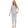 image:imageWiWi Womens 2 Piece Bamboo from Viscose Pajama Set Long Sleeve Top Jogger Pants Loungewear Pjs Sets SXXLLight Heather Grey