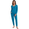image:imageWiWi Womens 2 Piece Bamboo from Viscose Pajama Set Long Sleeve Top Jogger Pants Loungewear Pjs Sets SXXLTeal Blue