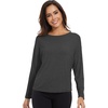 image:imageWiWi Womens Long Sleeve Shirts Pullover Tops Base Layer Slim Fit Viscose from Bamboo Tunic SXXLCharcoal Heather