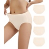 image:imageWiWi Womens Modal Briefs Mid Waist Brief Breathable Seamless Underwear Full Coverage Ladies Panties 4 Pack SXXLBeige4 Pack