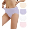 image:imageWiWi Womens Modal Briefs Mid Waist Brief Breathable Seamless Underwear Full Coverage Ladies Panties 4 Pack SXXLBeigeWhitePurplePink
